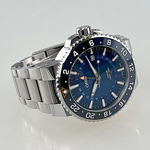 ORIS AQUIS GMT CARYSFORT REEF Limited Edition, 0XX4 / 2000 Stück, Stahl/Stahl, 43,5 mm, deutsche Au