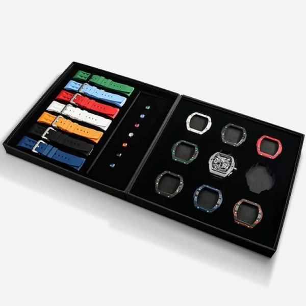 Atomic Series, Modell TB8218, Edelstahlgehäuse silber-schwarz, Kautschukarmbänder, Carbonfaserlünett
