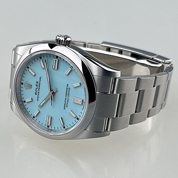 - RESERVIERT - Rolex Oyster, Ref.126000-0006, LC100, Zifferblatt türkisblau, Index, Oysterarmband au