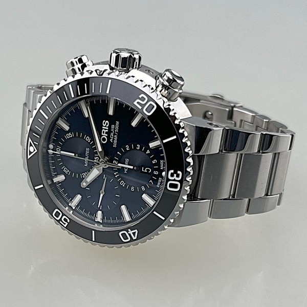ORIS AQUIS CHRONOGRAPH, Stahl/Stahl, 45,5 mm, deutsche Auslief., 01 774 7743 4155-07 8 24 05PEB