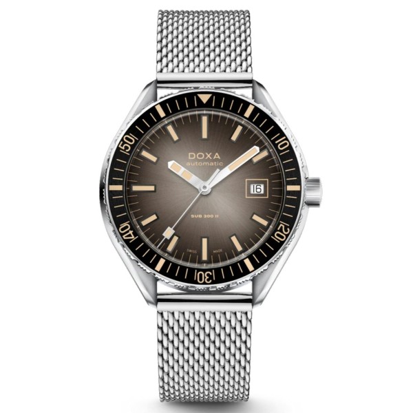 Doxa SUB 200 II Sharkhunter "Black and White" Stahl 44 mm, smoke coloured black dial, mit Stahlband,