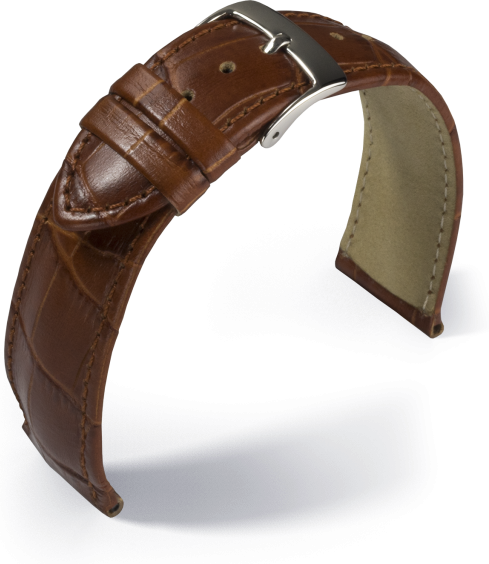 Lederband Kroko-Print cognac 22 mm