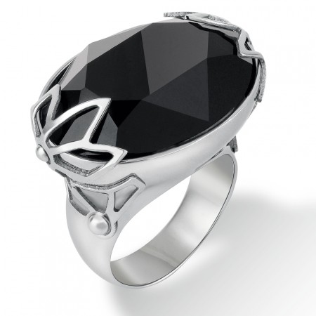 PURE NIGHT RING,SS,BLACK ONYX,