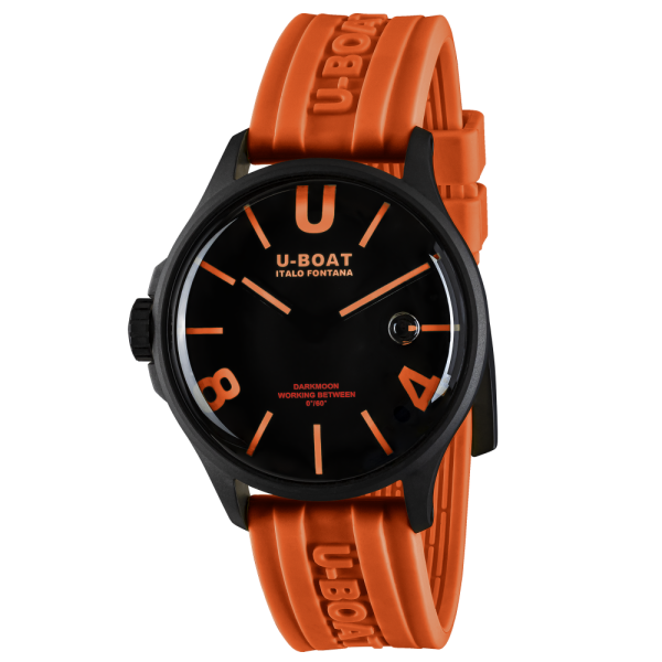 U-Boat Darkmoon, 44mm, OR. IPB, schwarzes PVD Gehäuse, ZB schwarz, Indizes und Zeiger mit oranger Su