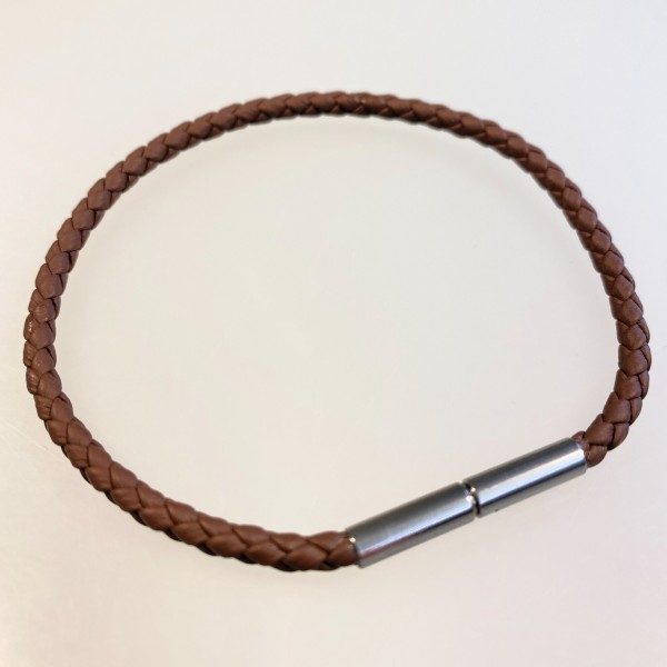 Designerarmband Leder 3 mm geflochten flach mit Sicherheits-Bajonettverschluß: ES