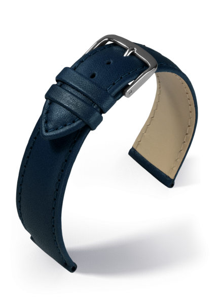 Lederband Taurus blau 18 mm Glattleder mit Ziernaht blau