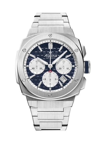 ALPINER EXTREME CHRONO AUTOMATIC STAINLESS STEEL CASE & BRACELET NAVY & SILVER DIAL 41 MM