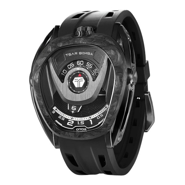 Reactor Series, Modell TB8213A(1+2) Edelstahlgehäuse schwarz, Kautschukarmband schwarz, Carbonfaser-