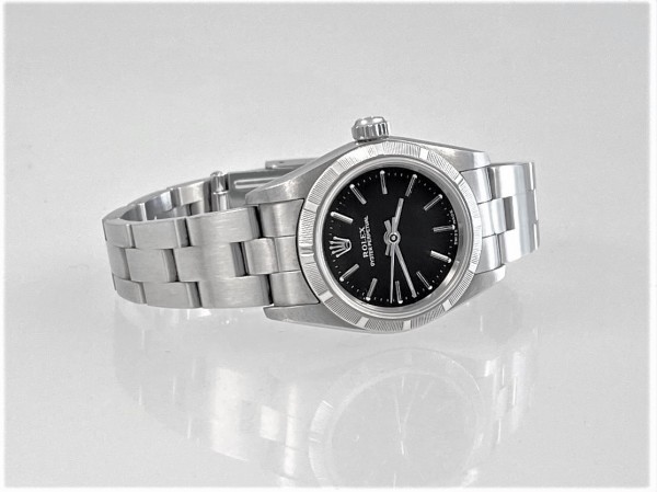 Rolex Oyster Perpetual Lady, Ref. 76030, 26 mm, Stahl/Stahl, ZB schwarz Index