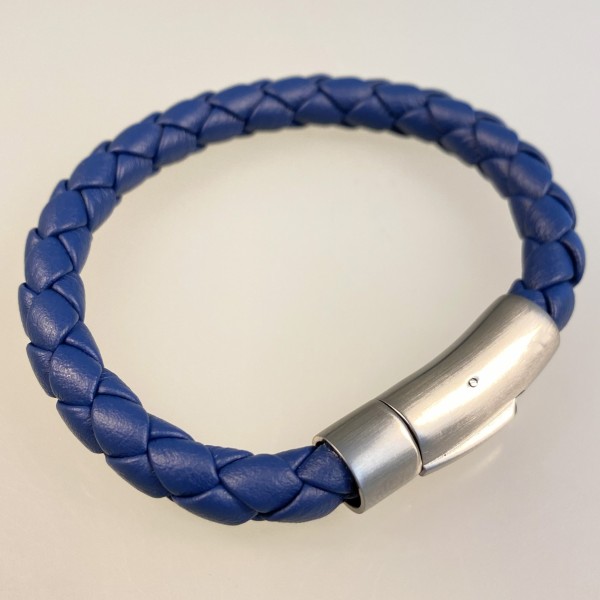 Designerarmband Leder 8 mm geflochten mit Clickverschluss: ES matt