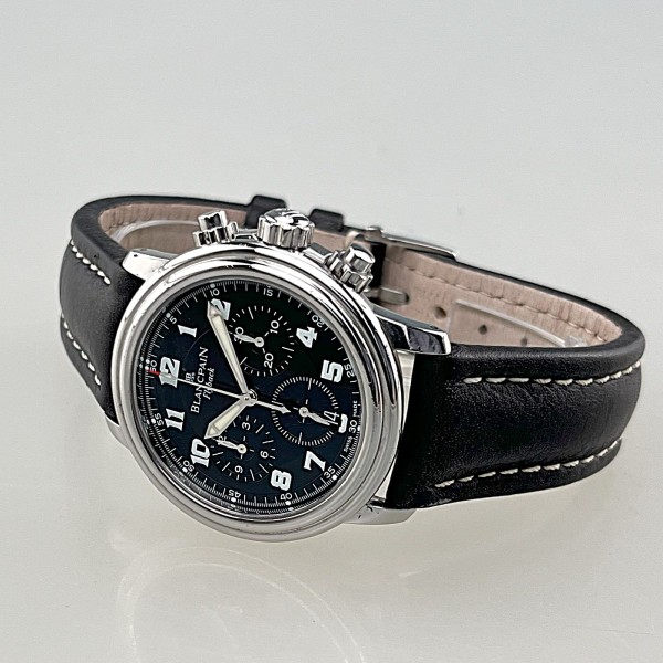 Bancpain Léman Fly-Back Chronograph, Ref. 2185-1130, Lederband, Automatik, ZB schwarz aus Erstbesitz