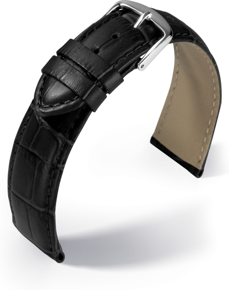 Uhrarmband Guinea schwarz Kroko Optik 800762010