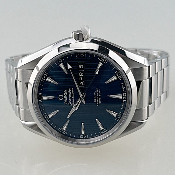 Omega Seamaster Aqua Terra 150 M, Co-Axial Chronometer, Stahlgehäuse 43 mm mit Stahlarmband, ZB blau